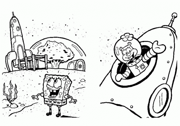 Spongebob on The Moon  coloring page image