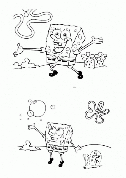 SpongeBob Playing With a Bubble  coloring page image