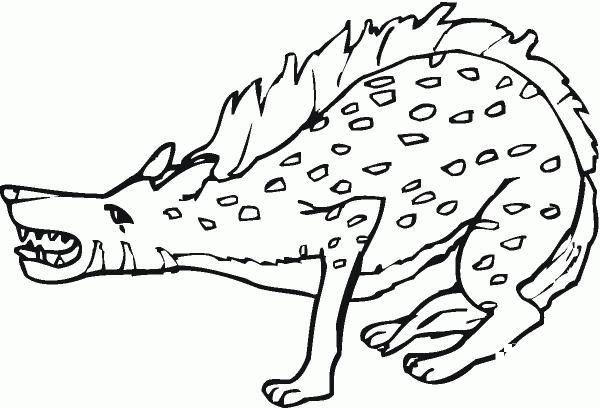Spotted hyena growiling coloring page image
