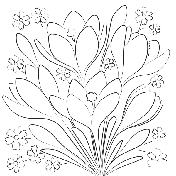 Spring Flower coloring page image