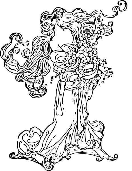 Spring Flower Maid coloring page image