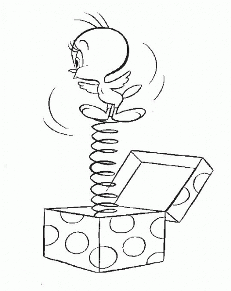 Spring swing toy Tweety  coloring page image