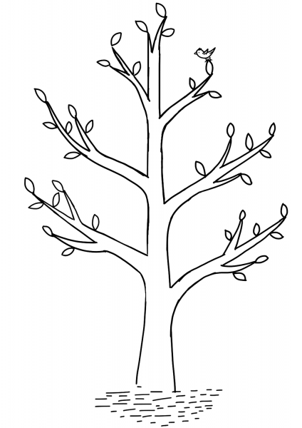 Spring Tree coloring page image