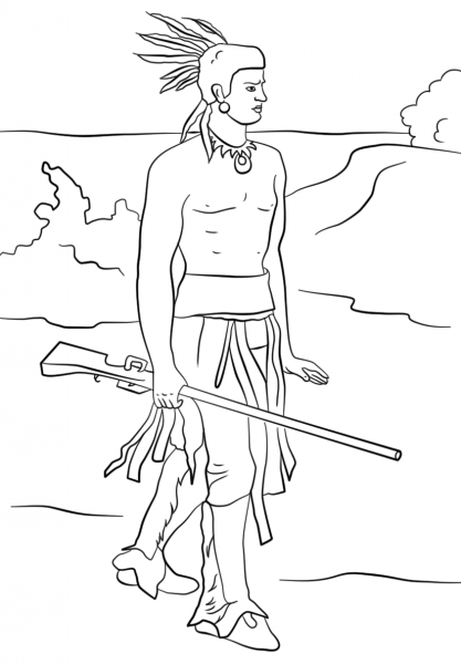 Squanto coloring page image