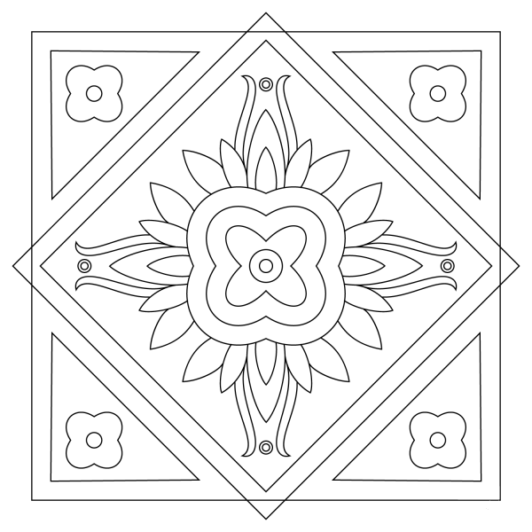Square Mandala coloring page image