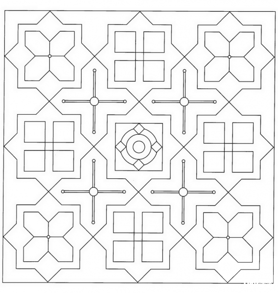Square Mandala coloring page image