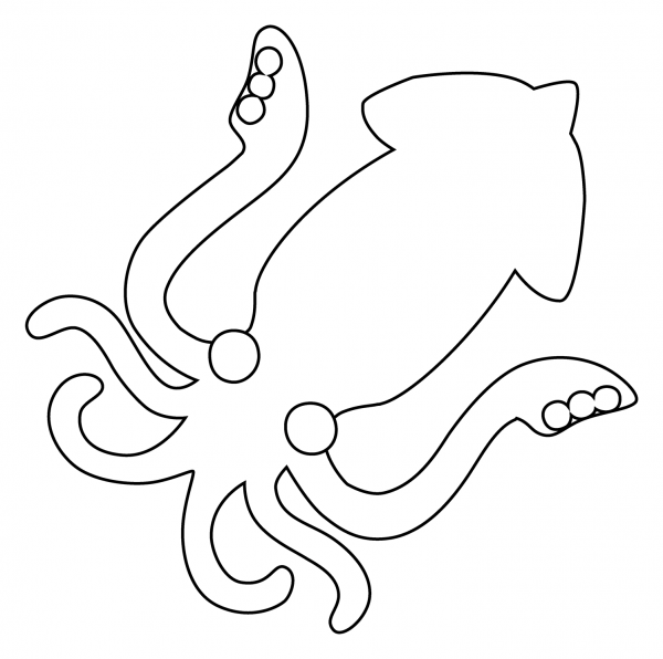 Squid Emoji coloring page image