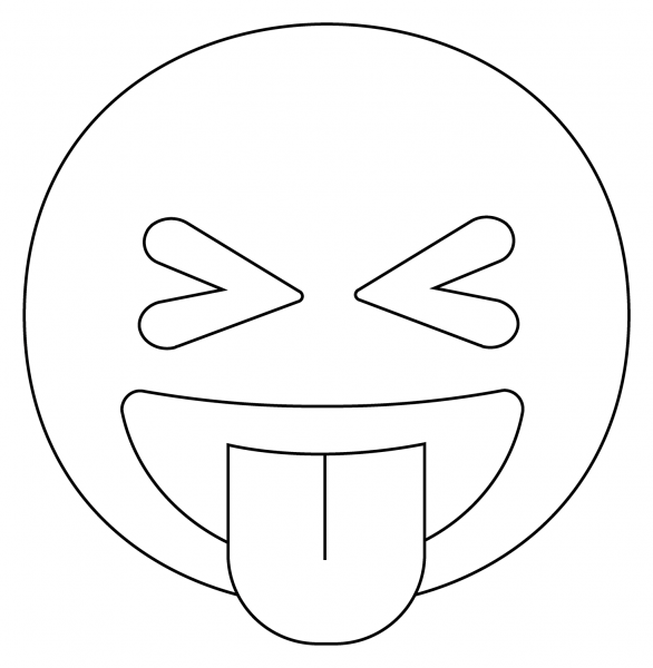 Squinting Face with Tongue Emoji coloring page image