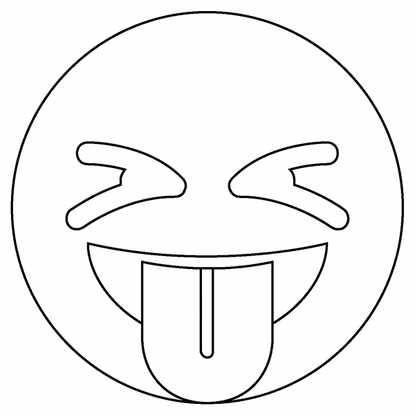 Squinting Face with Tongue Emoji coloring page image