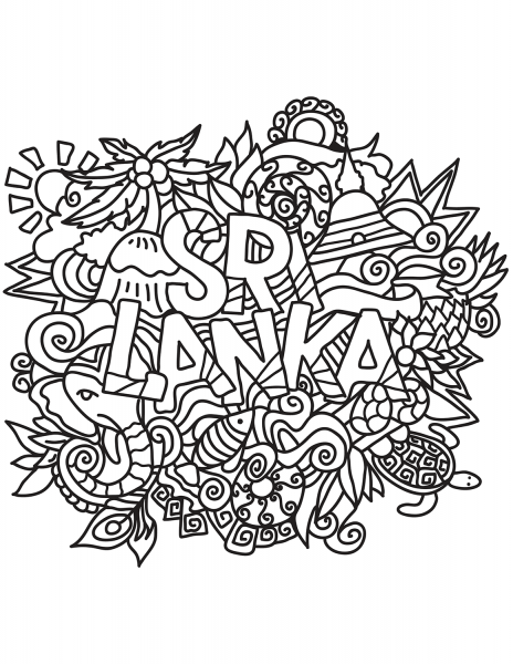 Sri Lanka Doodle coloring page image