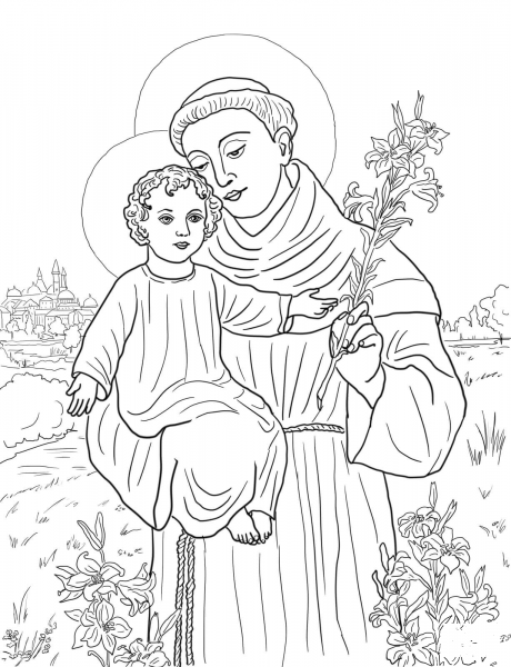 St. Anthony of Padua coloring page image