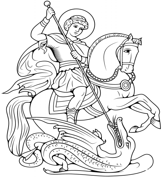 St. George Slaying the Dragon coloring page image