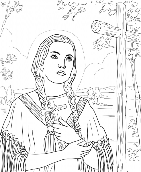 St. Kateri Tekakwitha coloring page image
