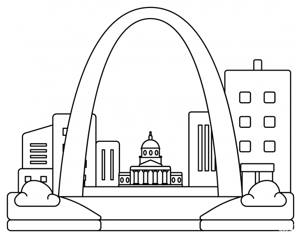 St Louis Arch coloring page image