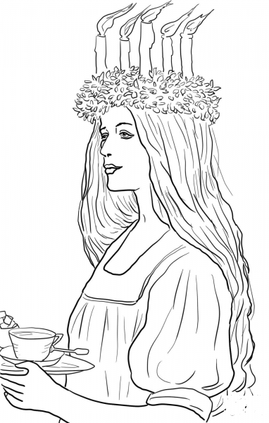 St. Lucia in Sweden coloring page image