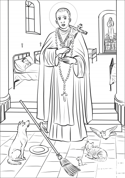 St. Martin De Porres coloring page image