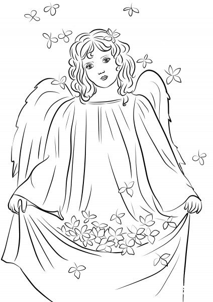 St. Patrick’s Day Angel coloring page image