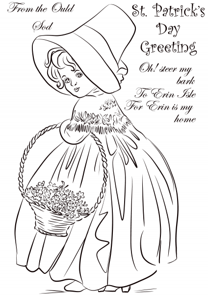 St. Patrick’s Day Vintage Greeting Card coloring page image