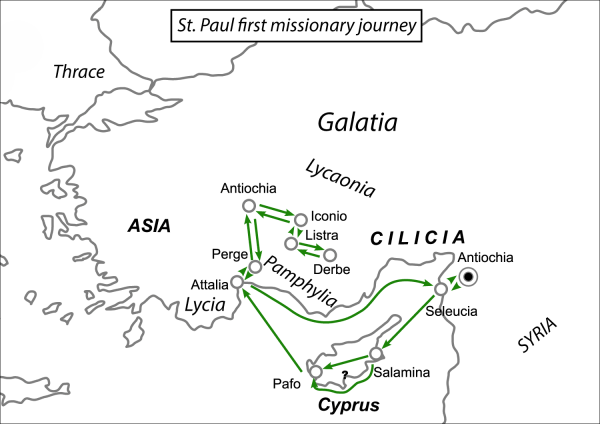 St Paul’s First Missionary Journey coloring page image