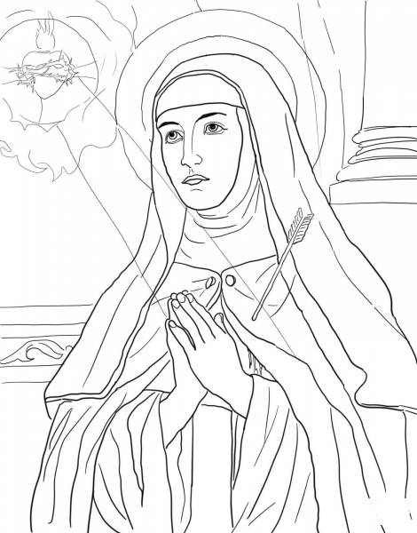 St. Teresa of Avila coloring page image