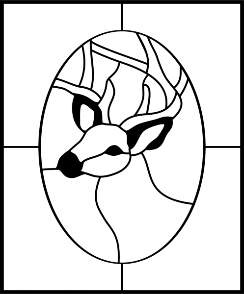 Stained Glass Deer coloring page image