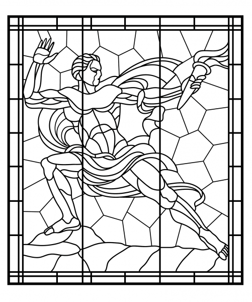 Stained Glass from Veletrzni Palace in Prague coloring page image