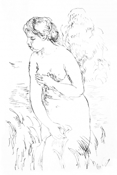 Standing Bather down to the Knees coloring page image