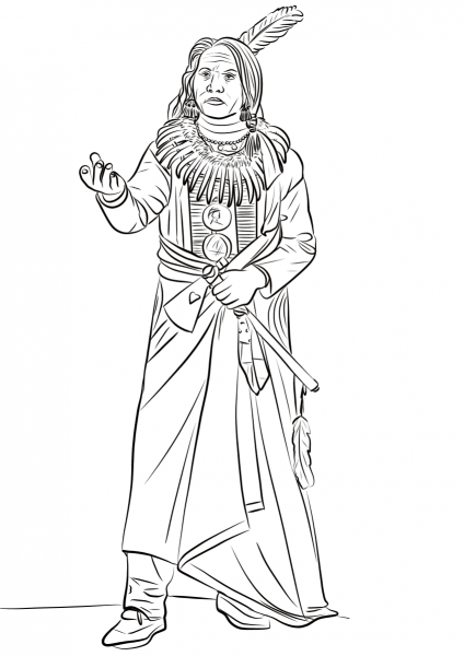 Standing Bear Ponca Chief coloring page image