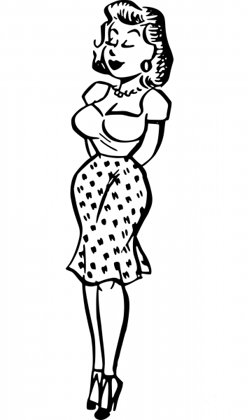 Standing Retro Comic Woman coloring page image
