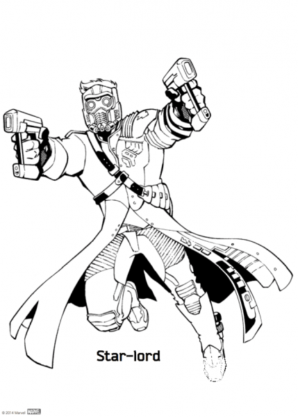 Star Lord from Guardians of the Galaxy coloring page image