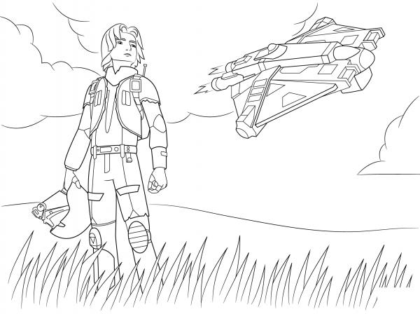 Star Wars Rebel Ezra Bridger coloring page image