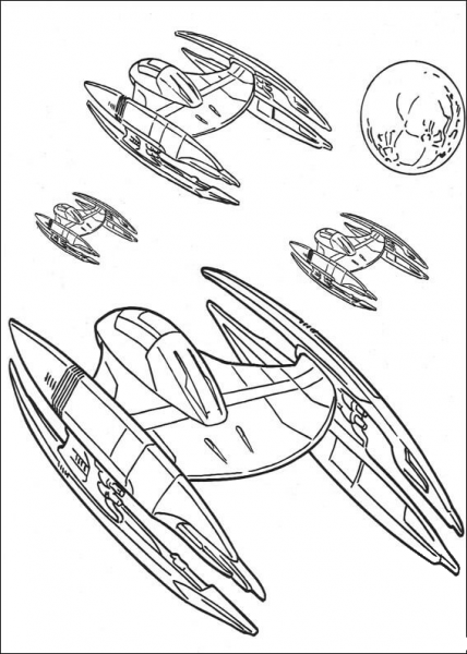 Star Wars Trade federation droid starfighter coloring page image
