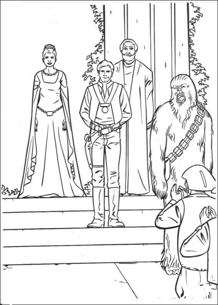 Star Wars victory celebration coloring page image
