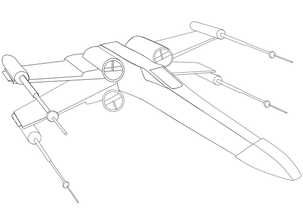 Star Wars X-Wing coloring page image
