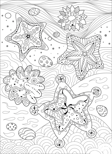 Starfish coloring page image