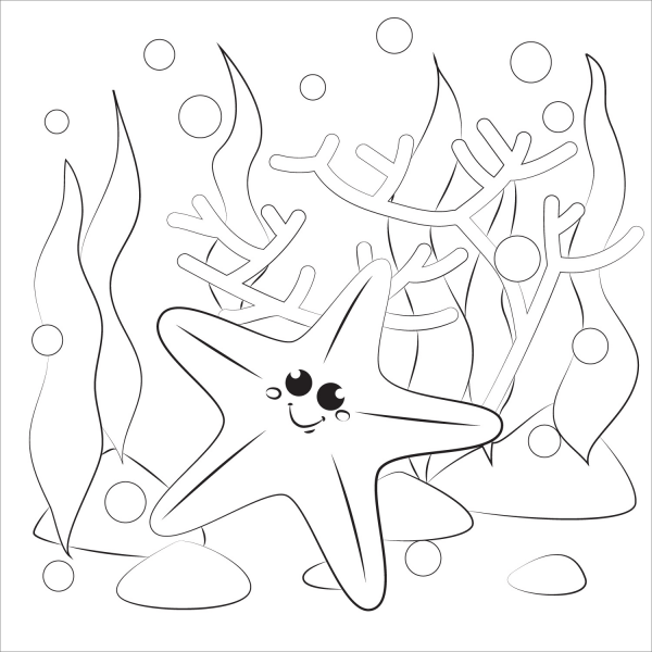 Starfish coloring page image