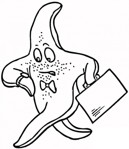 Starfish is Late for Work  coloring page image