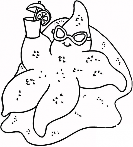 Starfish on the Beach  coloring page image