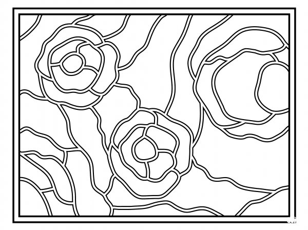 Starry Night Stained Glass coloring page image