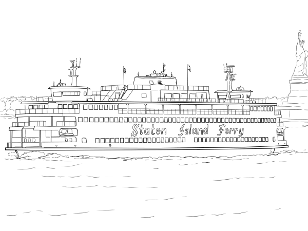 Staten Island Ferry coloring page image