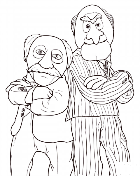 Statler and Waldorf coloring page image