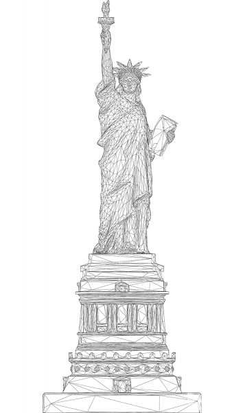 Statue of Liberty 3D Wireframe coloring page image