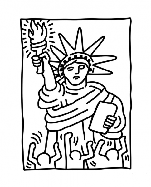 Statue of Liberty by Keith Haring coloring page image