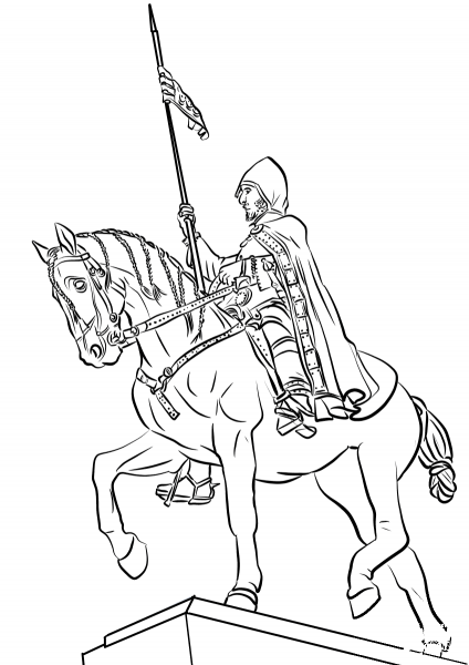 Statue of St. Wenceslas in Prague coloring page image