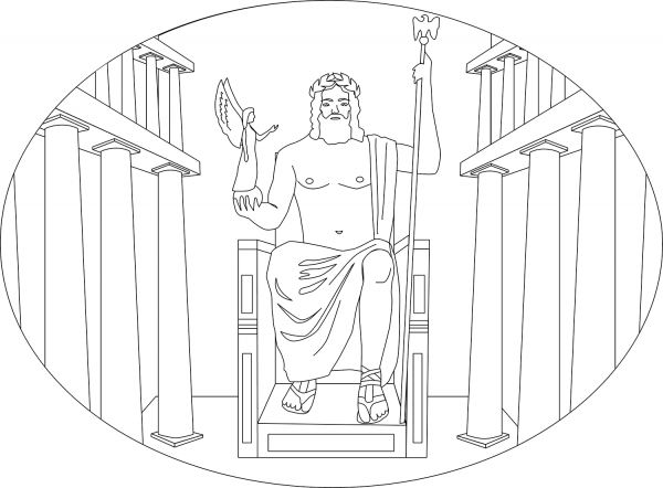 Statue of Zeus at Olympia coloring page image