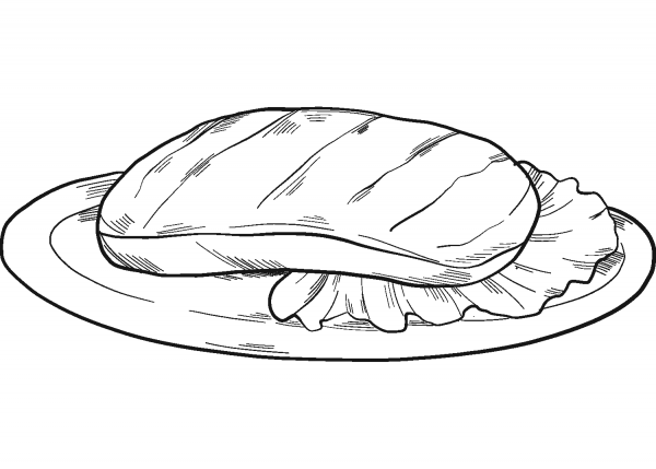 Steak coloring page image