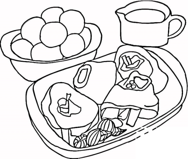 Steak with Potatoes  coloring page image