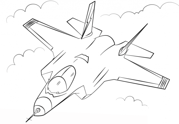 Stealth multirole fighter F-35 coloring page image