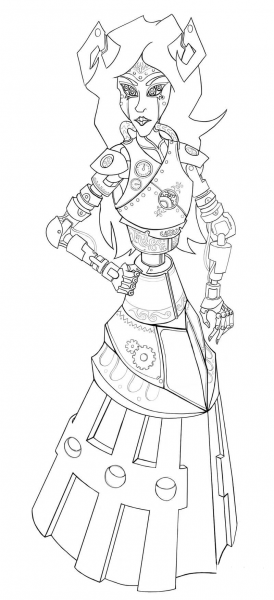 Steampunk Aradiabot coloring page image