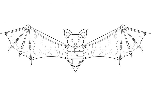 Steampunk Bat coloring page image